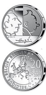 100e geboortedag Hergé 20 euro België 2007 Proof